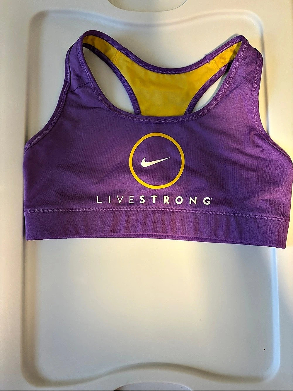 Nike LiveStrong Sports Bra in Purple & Yellow Like New